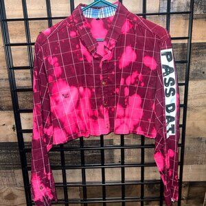 Vintage Burgundy Crop Top Flannel